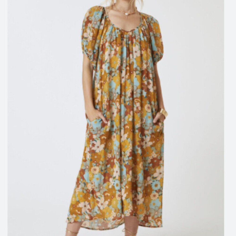 SUNDRY Retro Floral Midi Dress - Size 1